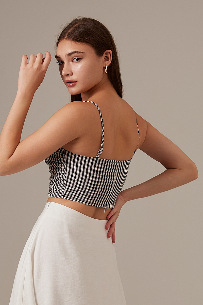 Jezza Gingham Top in Black