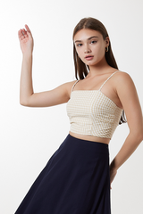Jezza Gingham Top in Cream