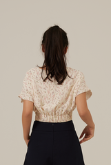 Austen Floral Drop Sleeves Top in Cream