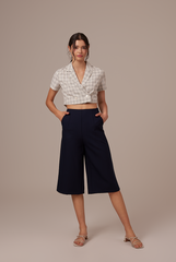 Mirae Checkered Blazer Top in Black
