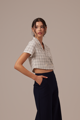 Mirae Checkered Blazer Top in Black