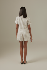 Mirae Checkered Blazer Top in White