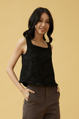 Estelle Embroidered Top in Black