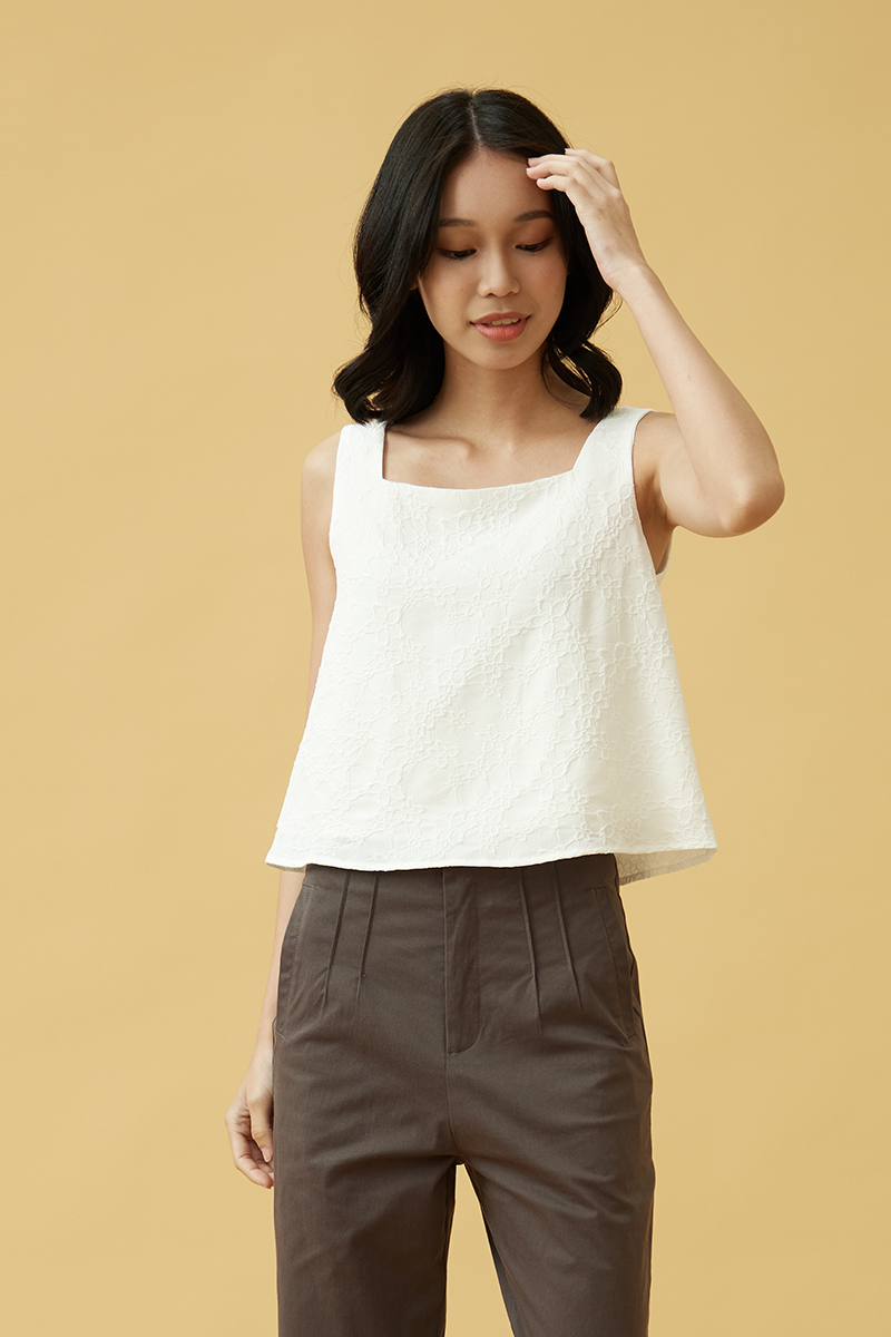 Estelle Embroidered Top in White