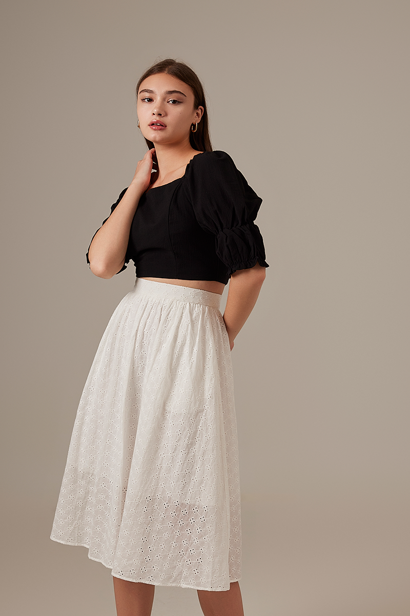 Giovana Puff Sleeve Top in Black