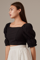 Giovana Puff Sleeve Top in Black