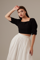 Giovana Puff Sleeve Top in Black