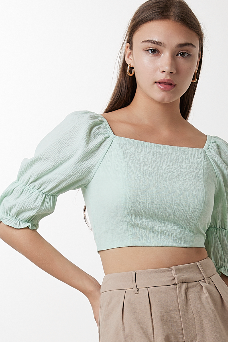 Giovana Puff Sleeve Top in Mint