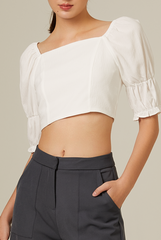 Giovana Puff Sleeve Top in White