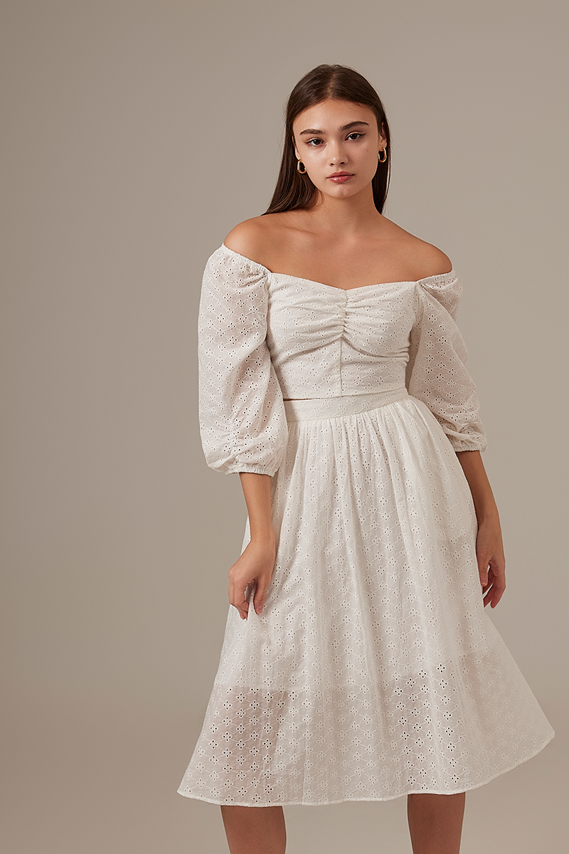 Ellie Puff Sleeve Top in White