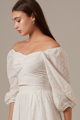 Ellie Puff Sleeve Top in White