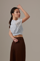 Izzy Eyelet Crop Top in Baby Blue