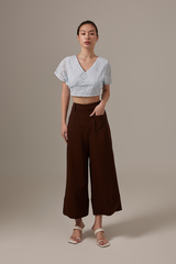 Izzy Eyelet Crop Top in Baby Blue
