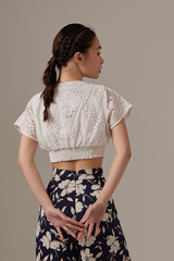 Izzy Eyelet Crop Top in White