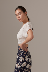 Izzy Eyelet Crop Top in White