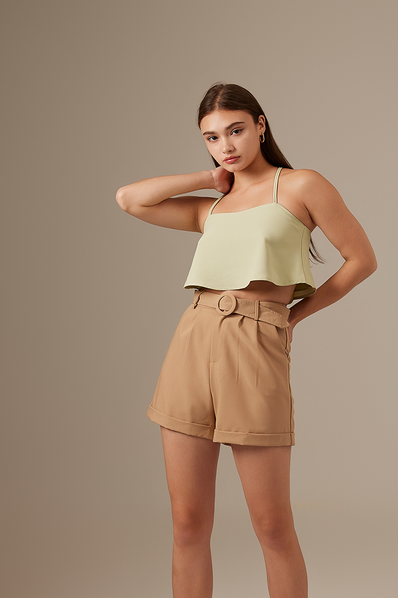 Mila Flounce Crop Top in Apple
