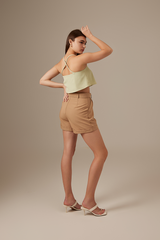 Mila Flounce Crop Top in Apple
