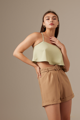 Mila Flounce Crop Top in Apple