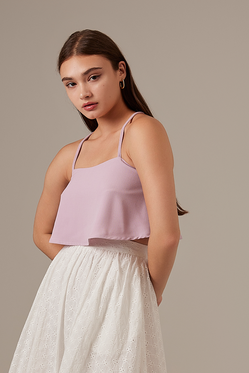 Mila Flounce Crop Top in Wisteria