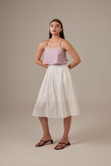 Mila Flounce Crop Top in Wisteria