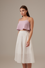 Mila Flounce Crop Top in Wisteria