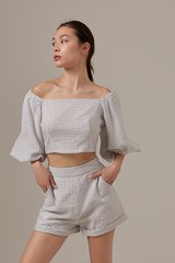 Gracelyn Checkered Crop Top in Light Grey