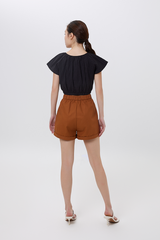 Celene Textured Crop Top in Black