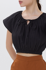 Celene Textured Crop Top in Black