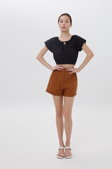 Celene Textured Crop Top in Black