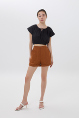 Celene Textured Crop Top in Black