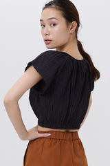 Celene Textured Crop Top in Black