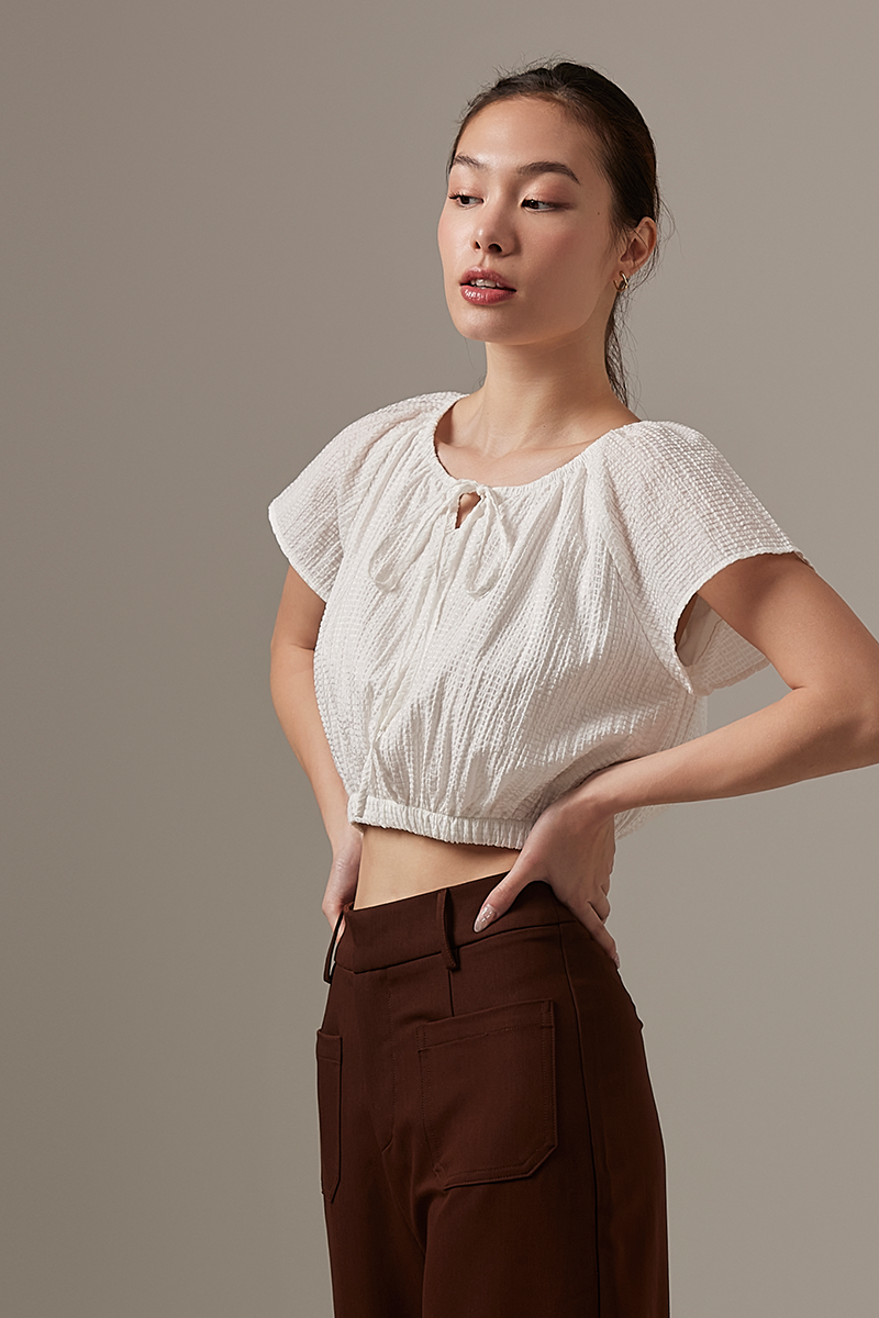 Celene Textured Crop Top in White
