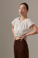Celene Textured Crop Top in White