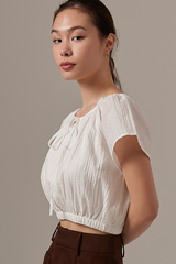Celene Textured Crop Top in White