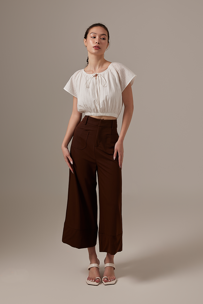 Celene Textured Crop Top in White