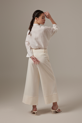 Mavis Textured Stand Collar Oversized Shirt in White