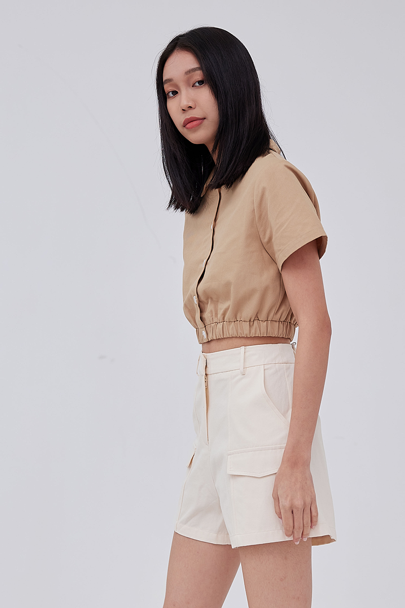 Dani Scrunched Top in Khaki