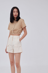 Dani Scrunched Top in Khaki