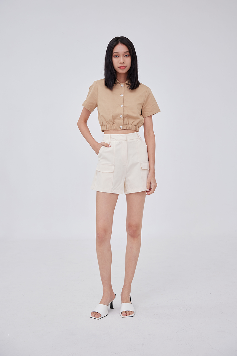 Dani Scrunched Top in Khaki