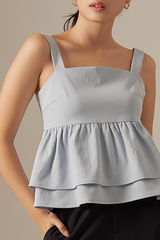 Celine Babydoll Top in Baby Blue