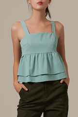 Celine Babydoll Top in Dusty Jade