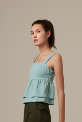 Celine Babydoll Top in Dusty Jade