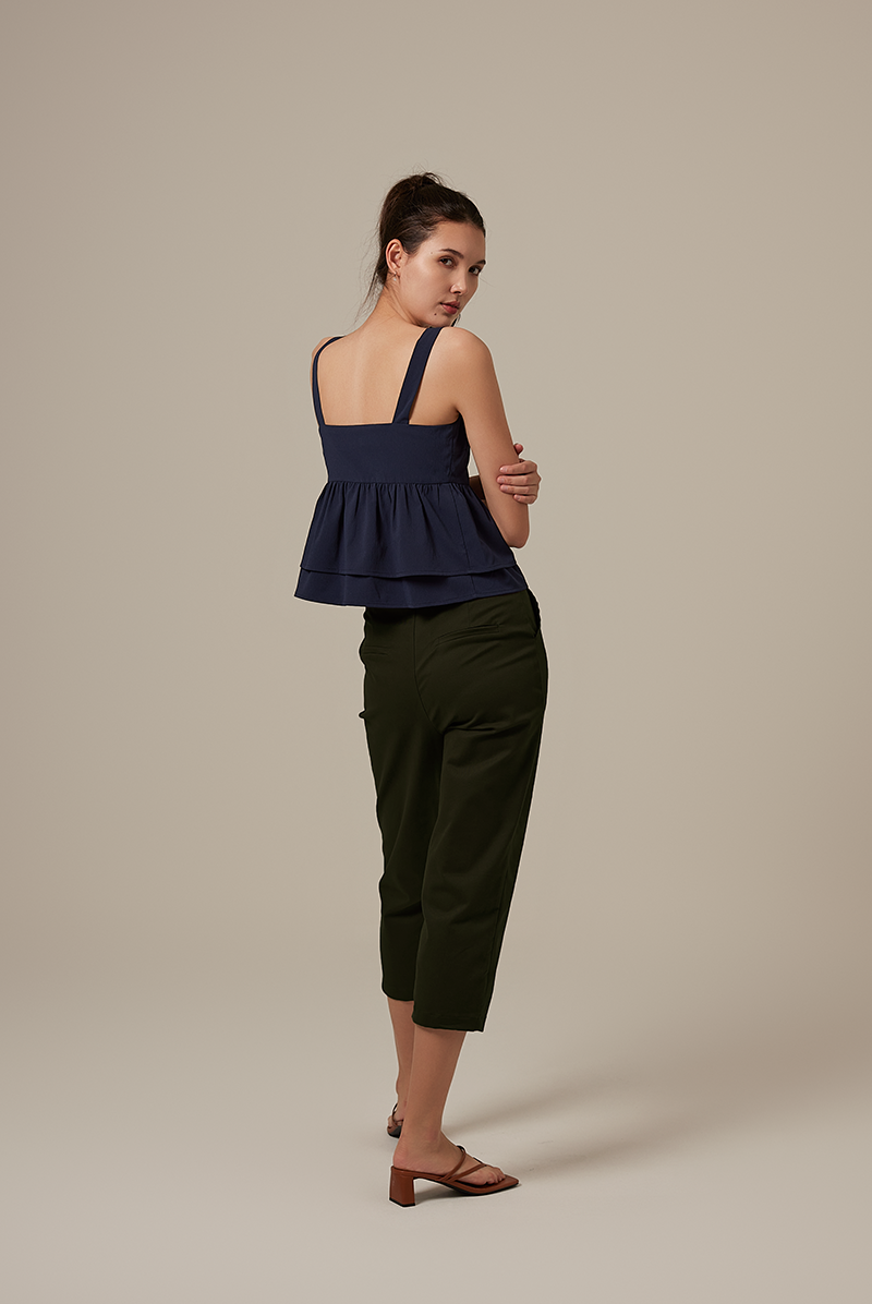 Celine Babydoll Top in Navy Blue