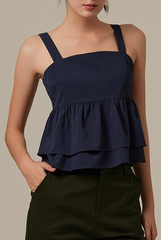 Celine Babydoll Top in Navy Blue