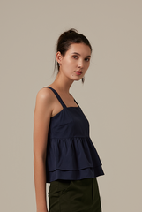 Celine Babydoll Top in Navy Blue