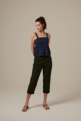 Celine Babydoll Top in Navy Blue