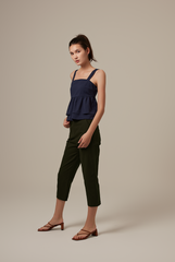 Celine Babydoll Top in Navy Blue