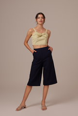 Judith Knotted Crop Top in Avocado
