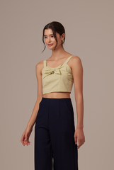Judith Knotted Crop Top in Avocado