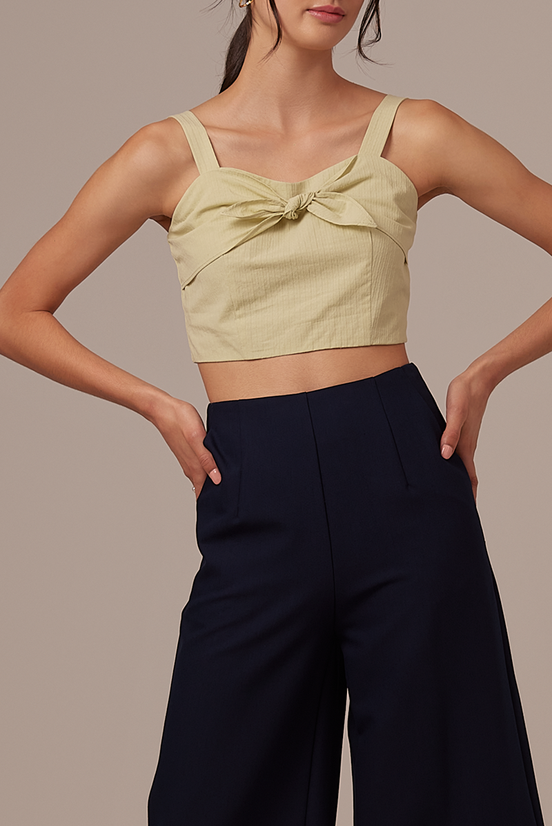 Judith Knotted Crop Top in Avocado